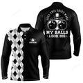 FUNSTUFFPRINT Custom Bowling Long Sleeve Polo Shirts, I'M Not Swearing, I'M Using My Bowling Words Blue Bowl Shirts