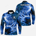 FUNSTUFFPRINT Black Men Bowling Long Sleeve Polo Shirt, Custom Lightning Team Men Bowlers Jerseys Bowling Outfits