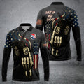 FUNSTUFFPRINT Personalized Billiard Skull Player Long Sleeve Polo Shirt, Gift For Billiard Lover