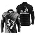 FUNSTUFFPRINT Personalized The Golf Father Long Sleeve Polo Shirts For Men Black Golf Upf Shirts, Gifts For Golf Lovers