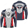 FUNSTUFFPRINT American Eagle Golf Long Sleeve Polo Shirt, Customized Us Flag Golf Shirts For Men