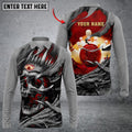 FUNSTUFFPRINT Bowling Skull Pattern Multicolor Option Customized Name Long Sleeve 3D Shirt