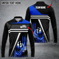 FUNSTUFFPRINT  Bowling And Pins Spinning Multicolor Option, Customized Name Long Sleeve 3D Shirt