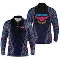 FUNSTUFFPRINT Bowling Pattern Long Sleeve Polo Shirts For Men, Personalized Bowling Team Jerseys