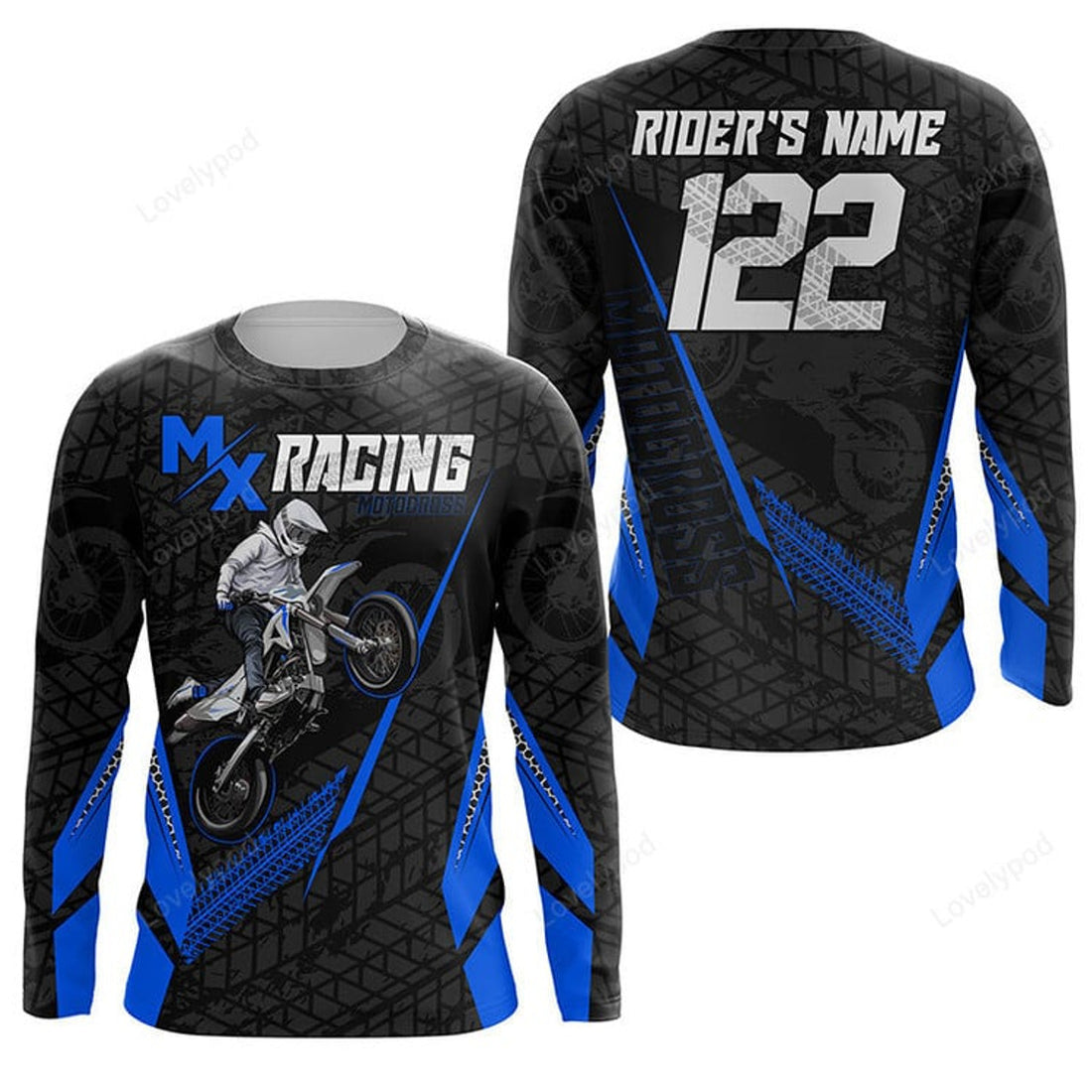 FUNSTUFFPRINT Custom Motocross Jersey, MX Racing Dirt Bike shirt, Off-Road Motorcycle shirt for men and women 3D Long Sleeve T-Shirt