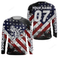 FUNSTUFFPRINT Custom American flag jersey, Motocross customizable dirt bike off-road motorcycle 3D Long Sleeve T-Shirt
