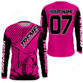 FUNSTUFFPRINT Custom pink MX long sleeve, extreme Motocross biker girl racing shirt motorcycle 3D Long Sleeve T-Shirt