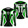 FUNSTUFFPRINT Custom Motocross green jersey, MX off-road racing dirt bike motorcycle 3D Long Sleeve T-Shirt