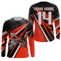 FUNSTUFFPRINT Custom Dirt Bike Jersey, Red Motocross Shirt Boys Girls MX Jersey Men Women Motorcycle 3D Long Sleeve T-Shirt