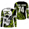 FUNSTUFFPRINT Custom Skull Moto X Jersey, Personalized Motocross UV Protective Dirt Bike Racing Motorcycle Racewear 3D Long Sleeve T-Shirt