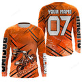 FUNSTUFFPRINT Custom Dirt bike racing jersey, custom orange Motocross men women off-road extreme MX 3D Long Sleeve T-Shirt