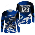 FUNSTUFFPRINT Custom Dirt Bike Jersey Blue Women Kid Men, Motocross Off-Road Jersey MX Motorcycle 3D Long Sleeve T-Shirt