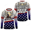 FUNSTUFFPRINT Custom American Eagle Motocross Jersey, Personalized Patriotic MX Off-Road Dirt Bike Jersey 3D Long Sleeve T-Shirt