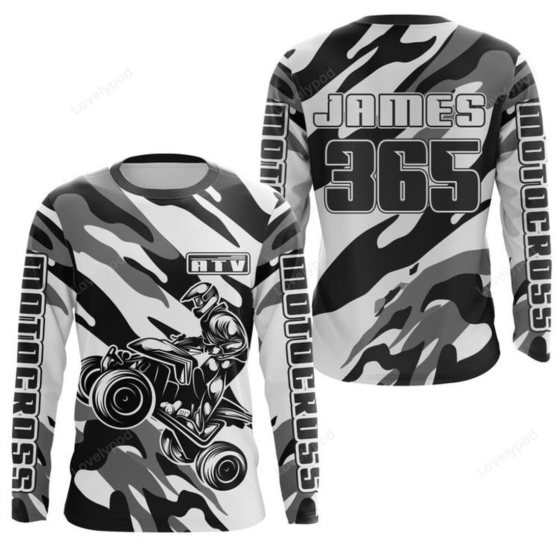 FUNSTUFFPRINT Custom ATV Motocross Jersey, Quad Bike Shirt, Off-Road Racing Jersey Kid Men ATV Motorcycle 3D Long Sleeve T-Shirt