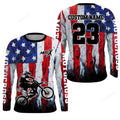 FUNSTUFFPRINT Custom Motocross Racing Jersey, American Flag Moto x Dirt Bike Shirt, Off-Road Motorcycle Jersey 3D Long Sleeve T-Shirt