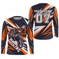 FUNSTUFFPRINT Custom Racing Jersey Orange Men Women Dirt Bike Shirt, Supercross Motocross 3D Long Sleeve T-Shirt