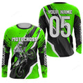 FUNSTUFFPRINT Custom Men women youth custom Motocross jersey, off-road green dirt bike racing shirt motorcycle 3D Long Sleeve T-Shirt