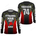 FUNSTUFFPRINT Custom Red motocross jersey men women, Strong Man Dirt Bike off-road shirt motorcycle MX 3D Long Sleeve T-Shirt