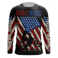 FUNSTUFFPRINT Custom Dirt Bike Jersey, American Motocross Off-Road Patriotic MX Racing Jersey 3D Long Sleeve T-Shirt