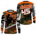 FUNSTUFFPRINT Custom Camo Motocross Personalized Jersey UV Protect, Dirt Bike Racing Motorcycle Off-road Youth Riders 3D Long Sleeve T-Shirt