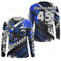 FUNSTUFFPRINT Custom Motocross Jersey Blue, Men Racing Dirt Bike Shirt, Off-Road Motorcycle 3D Long Sleeve T-Shirt