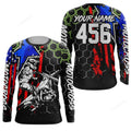 FUNSTUFFPRINT Custom Motocross Jersey Men, US Flag Dirt Bike Shirt, MX Racing Off-Road Motorcycle 3D Long Sleeve T-Shirt