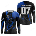 FUNSTUFFPRINT Custom Blue ATV Motocross Jersey, Bike Off-Road Jersey ATV MX Racing 3D Long Sleeve T-Shirt