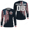 FUNSTUFFPRINT Custom ATV Motocross Jersey, Custom Quad Bike Off-Road Shirt, USA Flag ATV MX Patriotic 3D Long Sleeve T-Shirt