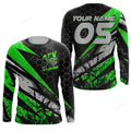 FUNSTUFFPRINT Custom Extreme ATV Motocross Jersey Green, Bike Shirt, Custom ATV MX Off-Road 3D Long Sleeve T-Shirt