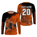 FUNSTUFFPRINT Custom ATV Motocross Jersey Men, Orange Quad Bike Shirt, Off-Road Jersey Men Kid MX Riding 3D Long Sleeve T-Shirt