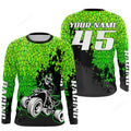 FUNSTUFFPRINT Custom ATV Motocross Jersey Green, Bike Shirt ATV MX Off-Road Riding 3D Long Sleeve T-Shirt