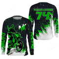 FUNSTUFFPRINT Custom Green Motocross Racing Jersey Men Women, Custom Dirt Bike Shirt Off-Road 3D Long Sleeve T-Shirt