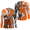 FUNSTUFFPRINT Custom Motocross Jersey, Orange Men Women Xtreme Dirt Bike Shirt Racing 3D Long Sleeve T-Shirt