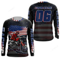 FUNSTUFFPRINT Custom USA Motocross adult jersey, personalized patriotic off-road biker shirt motorcycle 3D Long Sleeve T-Shirt