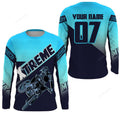 FUNSTUFFPRINT Custom Xtreme MX Racing Jersey, Custom Motocross Blue, Dirt Bike Off-road Motorcycle 3D Long Sleeve T-Shirt