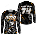 FUNSTUFFPRINT Custom orange dirt bike jersey, Motocross racing, Moto X off-road shirt 3D Long Sleeve T-Shirt