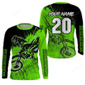 FUNSTUFFPRINT Custom Green Motocross kid men women jersey, custom extreme off-road dirt bike shirt motorcycle 3D Long Sleeve T-Shirt