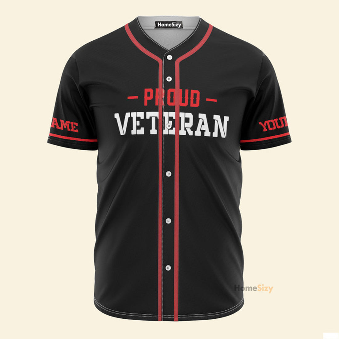 Custom Name Proud Veteran - Personalized Baseball Jersey