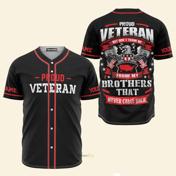 Custom Name Proud Veteran - Personalized Baseball Jersey