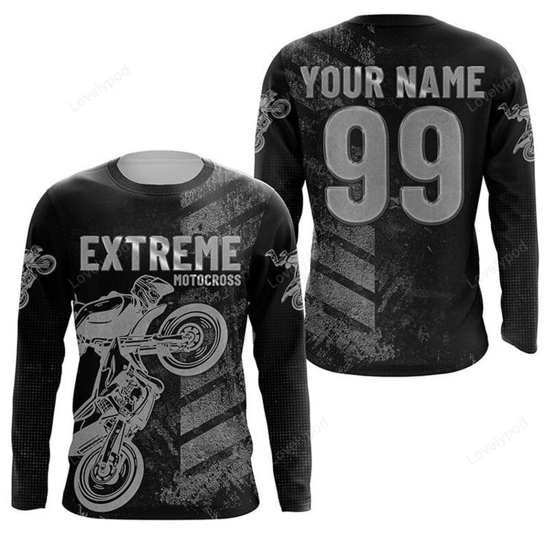 FUNSTUFFPRINT Custom Jersey for Motocross youth men women, personalized MX racing extreme dirt bike off-road 3D Long Sleeve T-Shirt