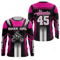 FUNSTUFFPRINT Custom Extreme pink Motocross jersey girl, motorcycle off-road kid adult MX 3D Long Sleeve T-Shirt