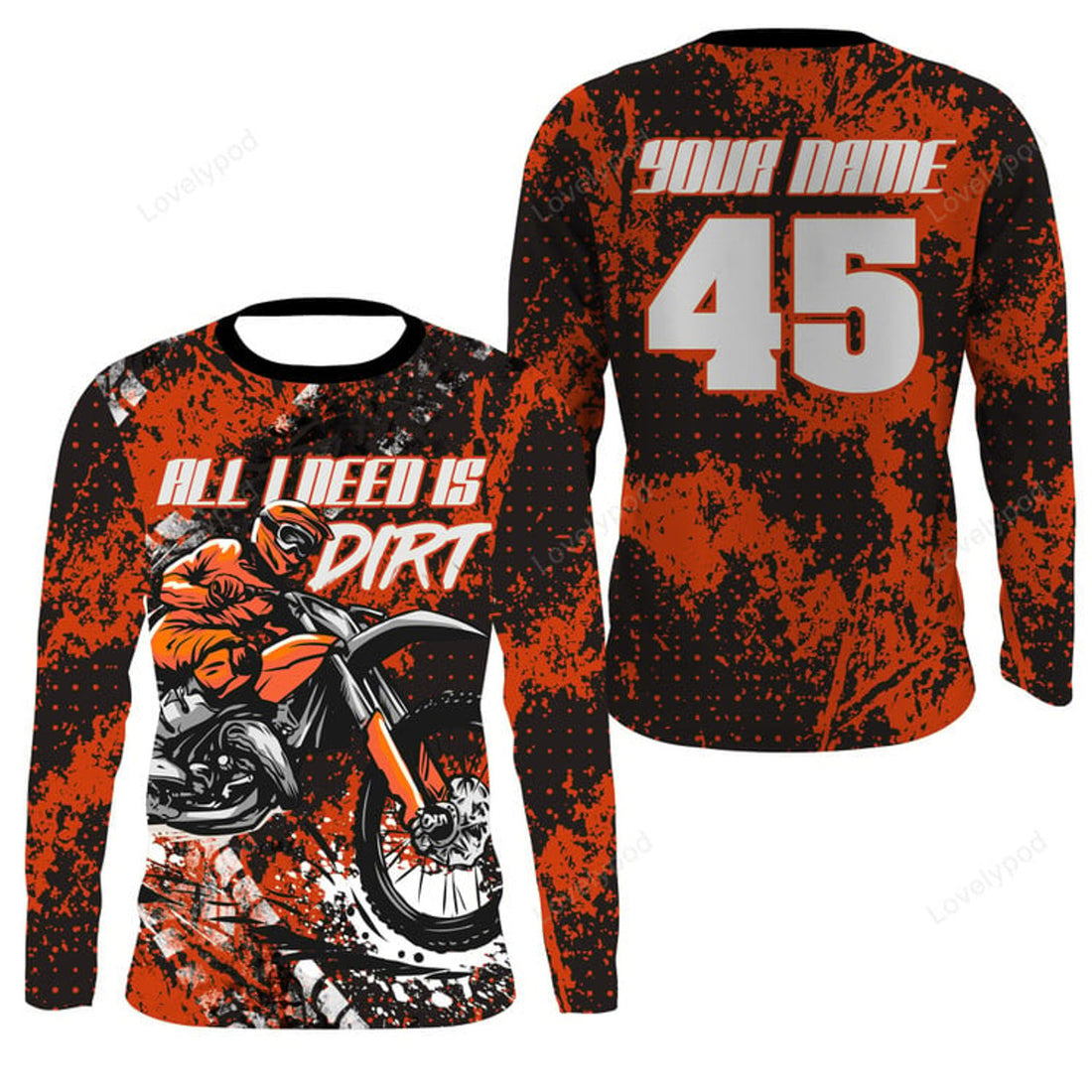 FUNSTUFFPRINT Custom men women MX jersey, dirt bike Motocross UV racing biker off-road 3D Long Sleeve T-Shirt