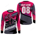 FUNSTUFFPRINT Custom Moto Girl jersey, motocross women girls biker dirt bike racing 3D Long Sleeve T-Shirt