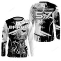 FUNSTUFFPRINT Custom Skull black MX jersey Motocross, custom dirt bike off-road motorcycle 3D Long Sleeve T-Shirt