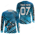 FUNSTUFFPRINT Custom Blue dirt bike racing jerseys, MX custom number & name motocross men UV offroad 3D Long Sleeve T-Shirt