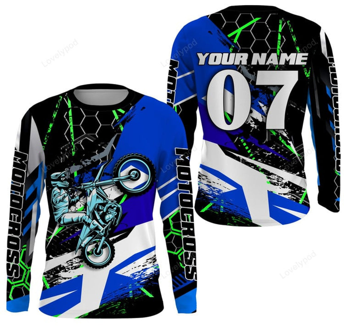 FUNSTUFFPRINT Custom Motocross racing jersey for men and women, dirt bike motorcycle off-road 3D Long Sleeve T-Shirt