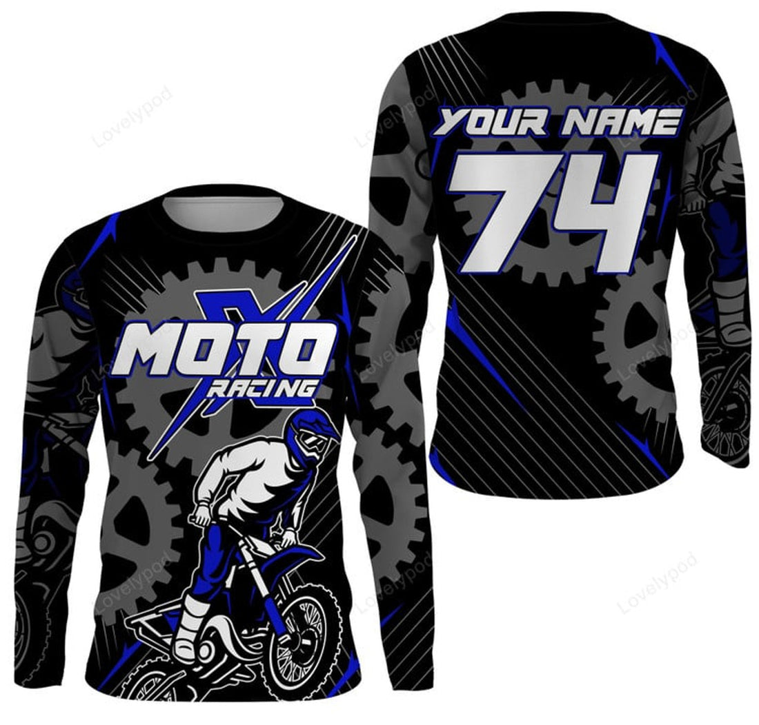 FUNSTUFFPRINT Custom Dirt bike jersey, motocross racing offroad motorcycle shirt for men and women 3D Long Sleeve T-Shirt