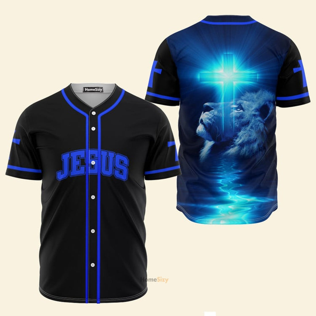 Amazing Jesus Lion King Blue And Black - Baseball Jersey