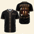 Jesus Has My Back Black And Golden - Baseball Jersey