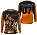 FUNSTUFFPRINT Custom orange Motocross jersey, extreme racing MX Off-Road Motorcycle 3D Long Sleeve T-Shirt